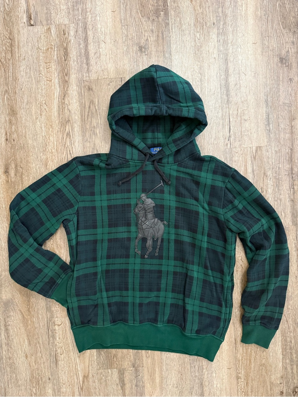 Polo Ralph Lauren • Leather Pony Tartan Plaid Hoodie - Picture 2 of 16